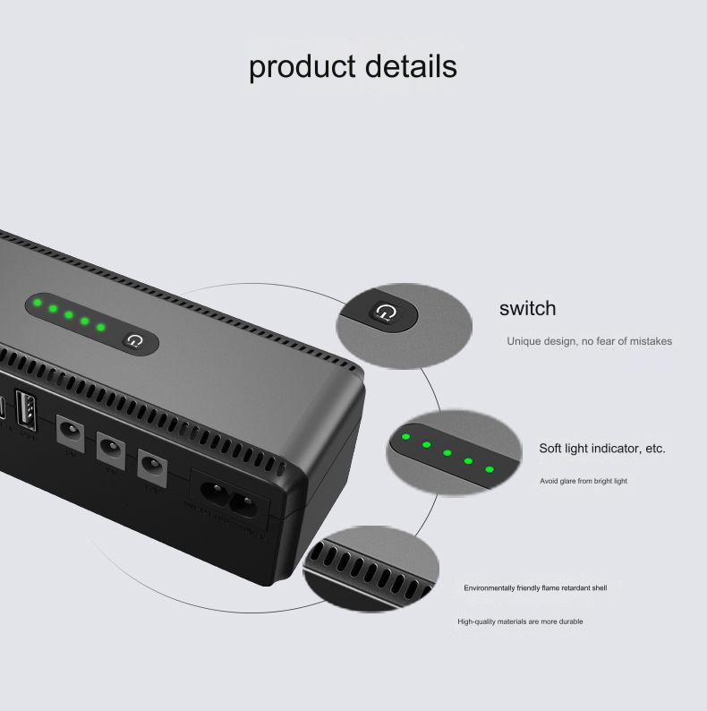 10400mAh UPS Power Supply 5V 9V 12V 18W Battery Backup Mini UPS Support POE for router CCTV