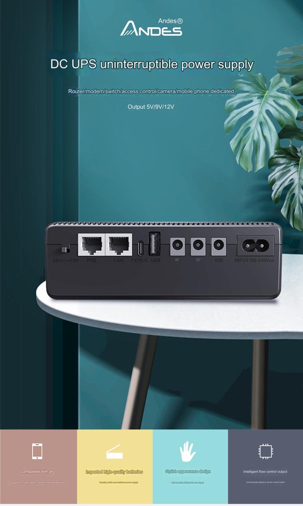 10400mAh UPS Power Supply 5V 9V 12V 18W Battery Backup Mini UPS Support POE for router CCTV