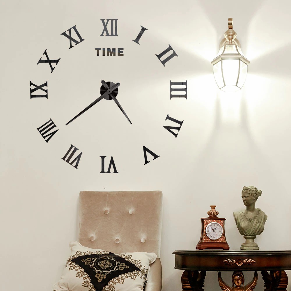 Roman character DIY large 3D wall clock Clock Frameless Mirror Big Wall Clock