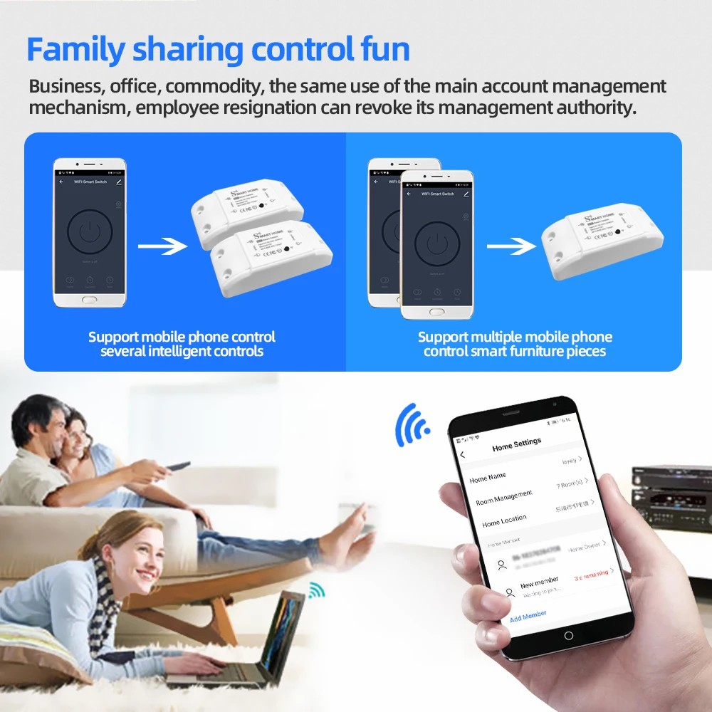 Tuya WiFi Smart Home Switch Relay Module Smart Life APP Voice Control Smartphone Remote Control Timer
