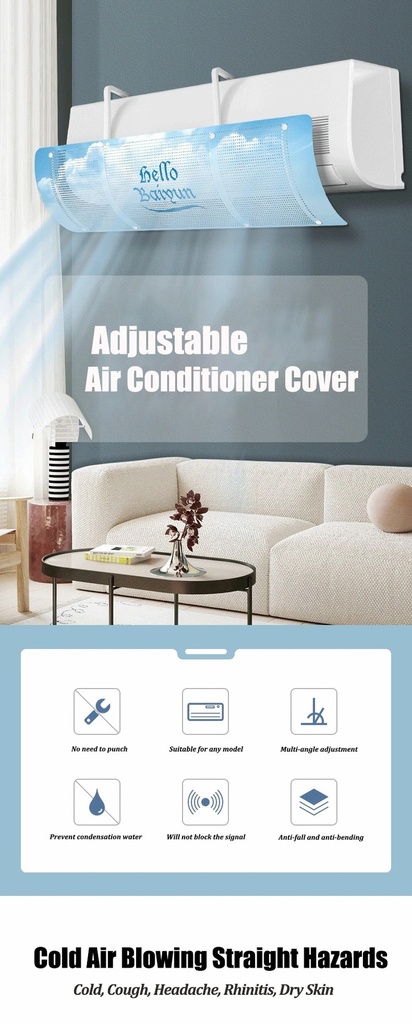 Adjustable Air Conditioning Wind Deflector Baffle Household Anti-direct Blowing Air Windshield Hanging Air Conditioner Cover