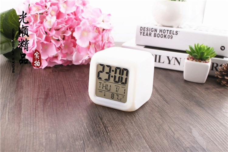 Colorful light LED alarm clock Color Night Light, Large LED Display, Dual Alarm, Dimmer, USB Charger Port