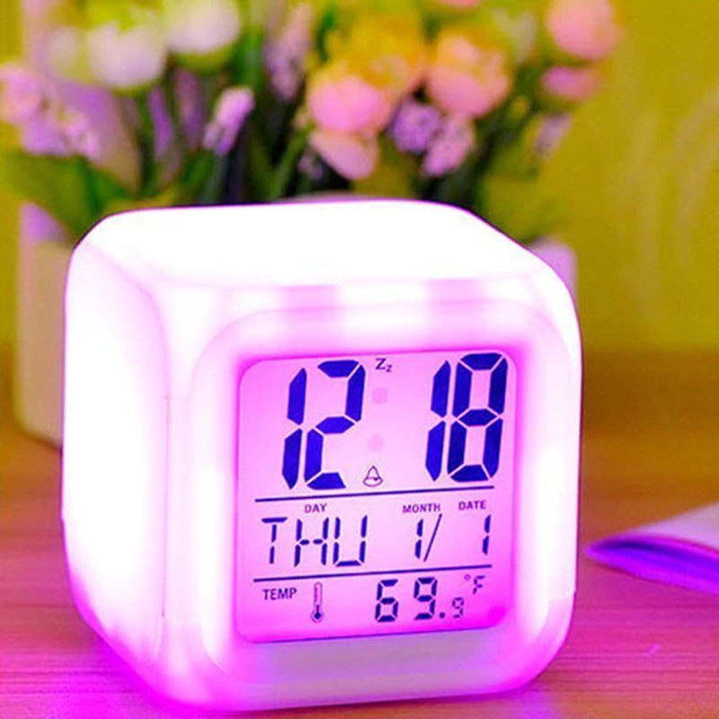 Colorful light LED alarm clock Color Night Light, Large LED Display, Dual Alarm, Dimmer, USB Charger Port
