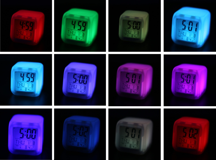 Colorful light LED alarm clock Color Night Light, Large LED Display, Dual Alarm, Dimmer, USB Charger Port