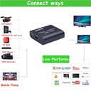 4k Audio Video Capture Card with Loop Out HDMI-compatible USB 2.0 for Phone PS4 Game Live Video Streaming Record