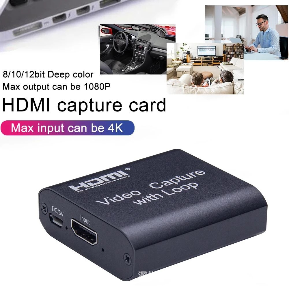 4k Audio Video Capture Card with Loop Out HDMI-compatible USB 2.0 for Phone PS4 Game Live Video Streaming Record
