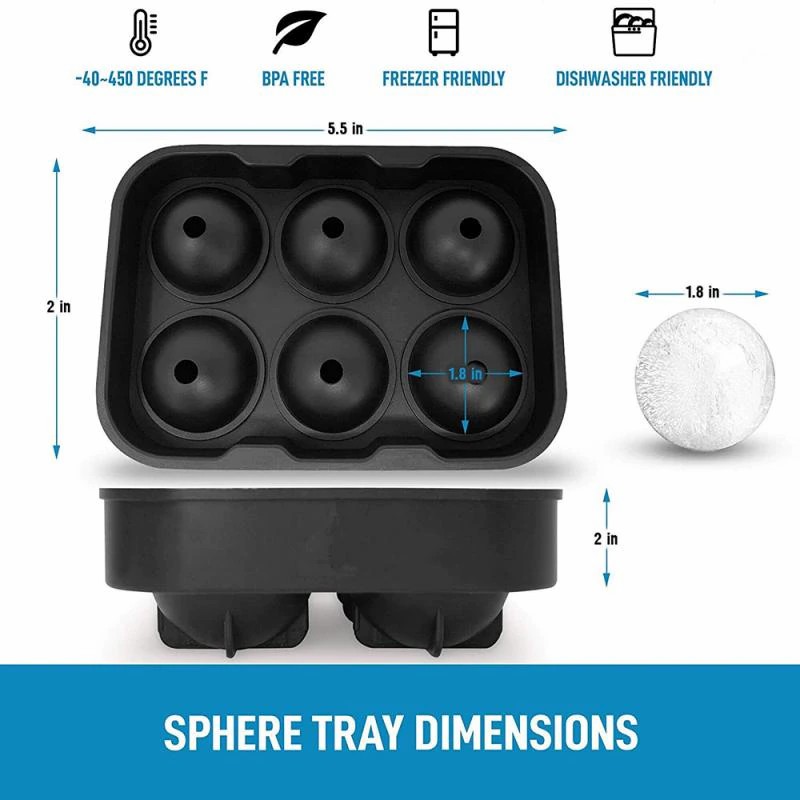 6 Cavity Round/Square Ice Cube Maker Silicone Ice Ball Maker Ice Cube Tray Mold Forms Food Grade Mold