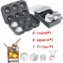 6 Cavity Round/Square Ice Cube Maker Silicone Ice Ball Maker Ice Cube Tray Mold Forms Food Grade Mold