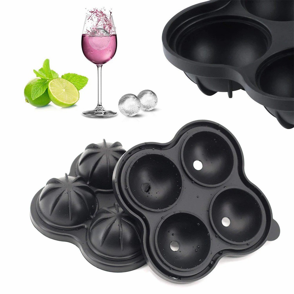 Silicone Ice Ball Maker Mold - 4 Piece 12 X 12 X 5 cm Round Ice Ball