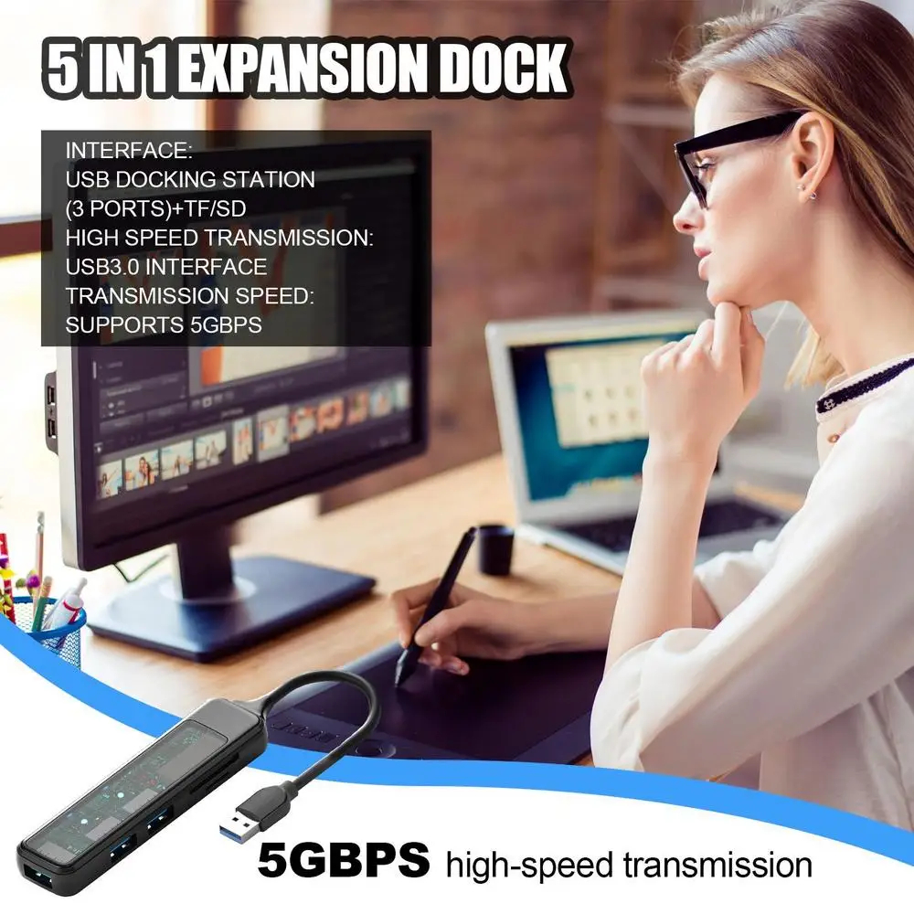 USB 3.0 Hub High Speed USB Splitter Card Reader SD TF Micro SD Multiport HUB