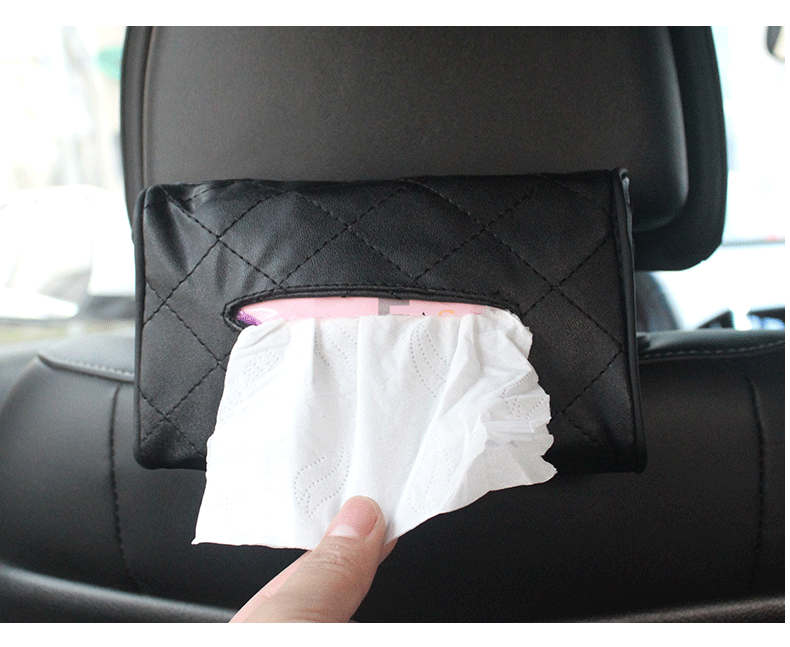 Car Back Seat Leather Tissue Storage Box Napkin Holder Headrest Paper Cover Case Organizer Auto Interior Accessories