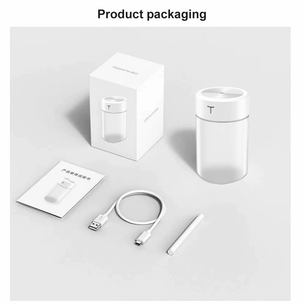 360ml USB Air Humidifier Large Capacity Portable Air Diffuser Purifier Atomizer with Night Light
