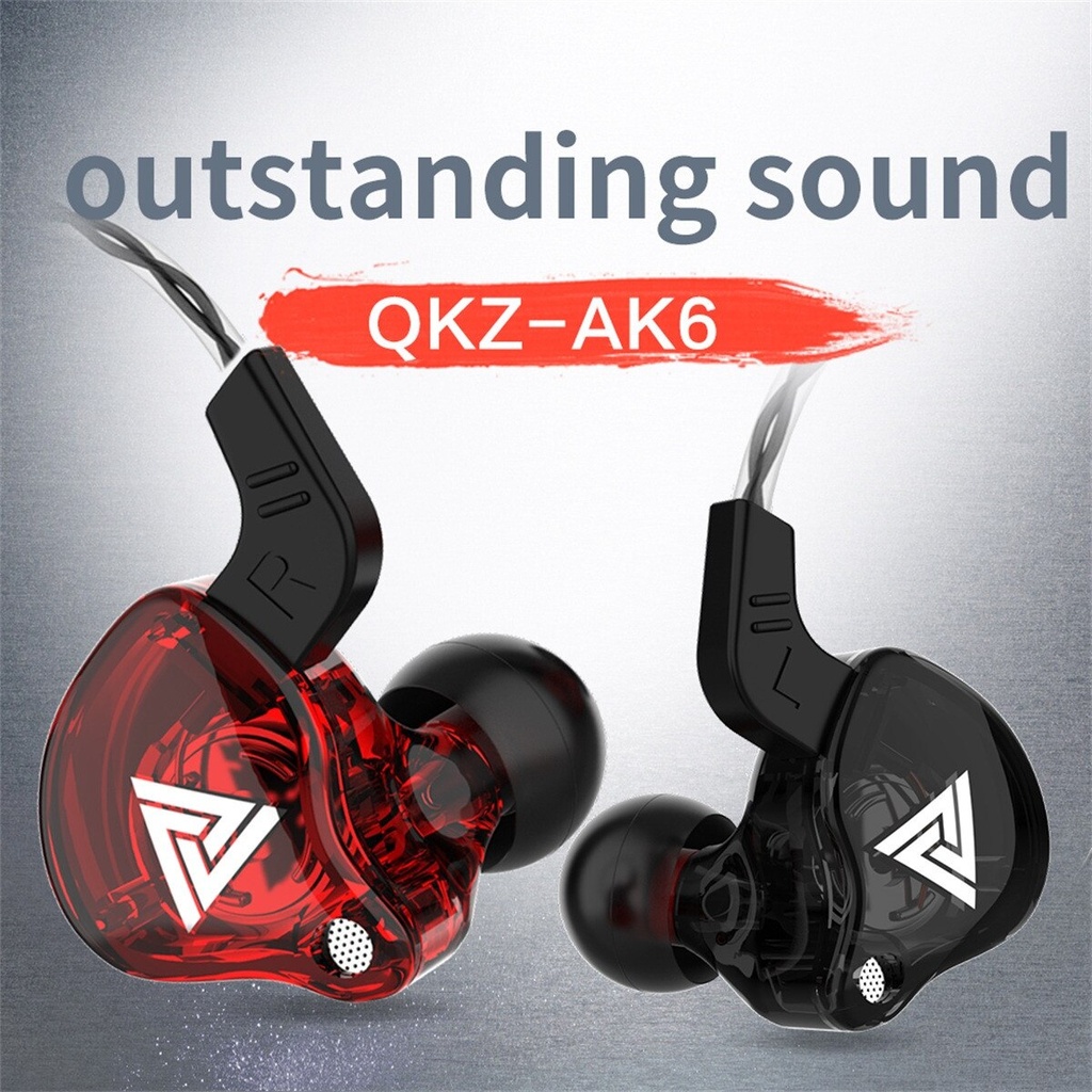 QKZ AK6 Copper Driver HiFi Earphones In Ear Sport Headphones ports Wired Earphones With Microphone Noise Cancelling Headset