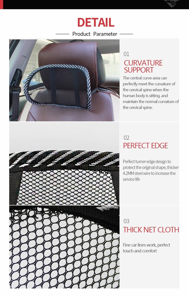 Car Mesh Pillow Headrest Mini Net Backrest Seat Breathable and Cool Neck Pillow Auto Interior Accessories