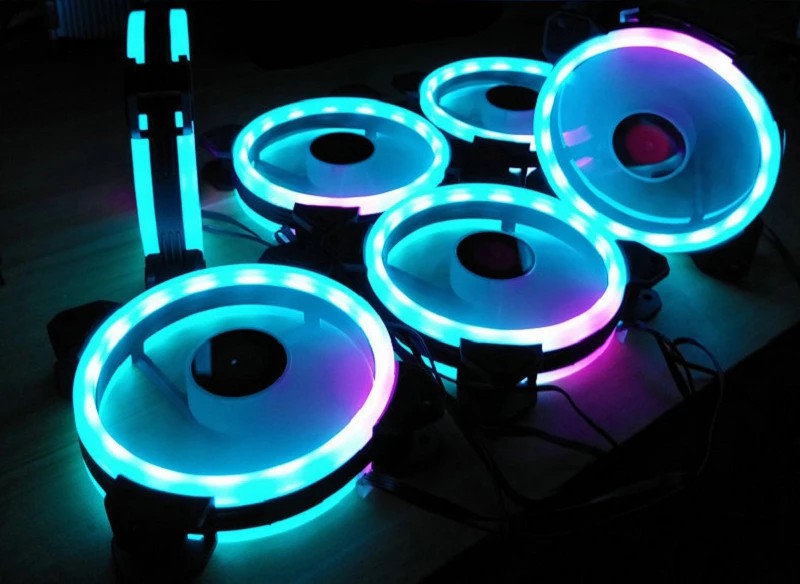 Coolmoon GUANGMANG Case Fan 12cm Double Aperture Aurora Automatic Color Changing Mirage Mute Desktop RGB Cooling Fan