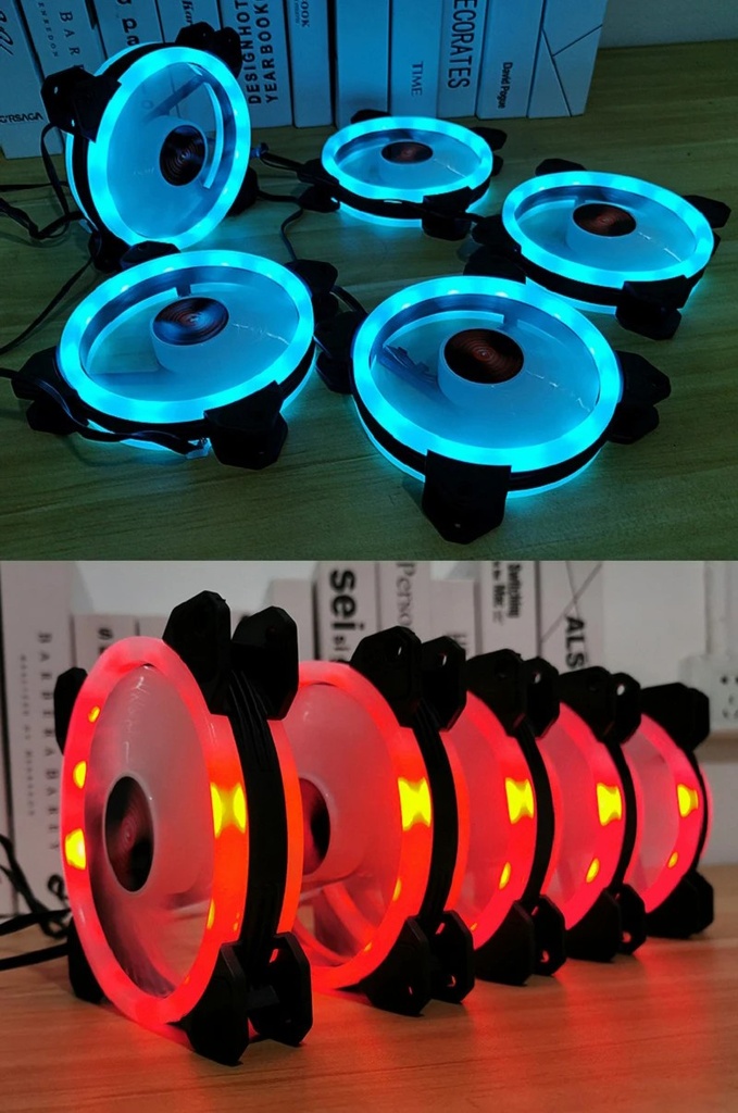Coolmoon GUANGMANG Case Fan 12cm Double Aperture Aurora Automatic Color Changing Mirage Mute Desktop RGB Cooling Fan