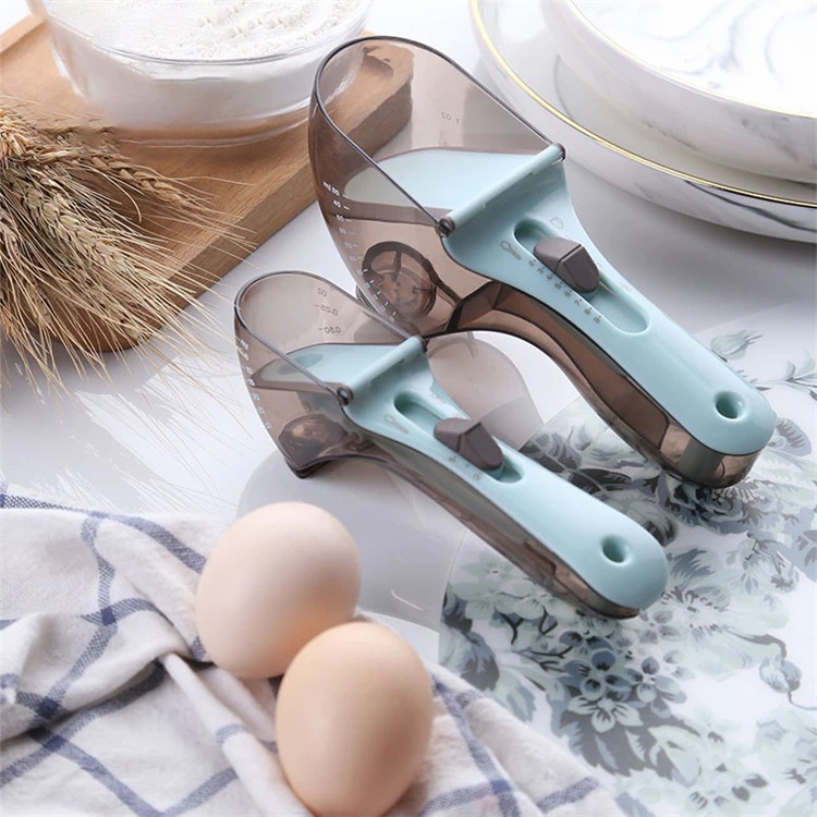 2Pcs Kitchen Gadgets Adjustable Measuring Scoop Plastic Scale Gauge Baking Supplies Portable Metering Spoon Kitchen accessories