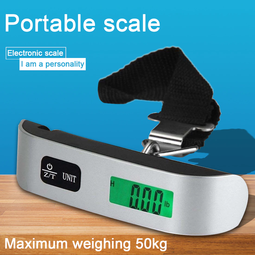 110lb/50kg Portable Scale Digital LCD Display Electronic Luggage Hanging Suitcase Travel Weighs Baggage Bag Weight Balance Tool