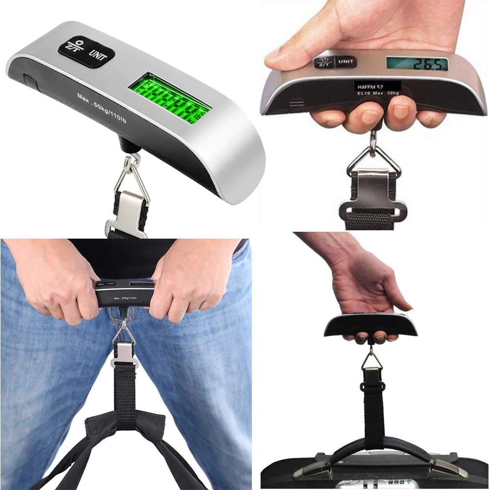 110lb/50kg Portable Scale Digital LCD Display Electronic Luggage Hanging Suitcase Travel Weighs Baggage Bag Weight Balance Tool