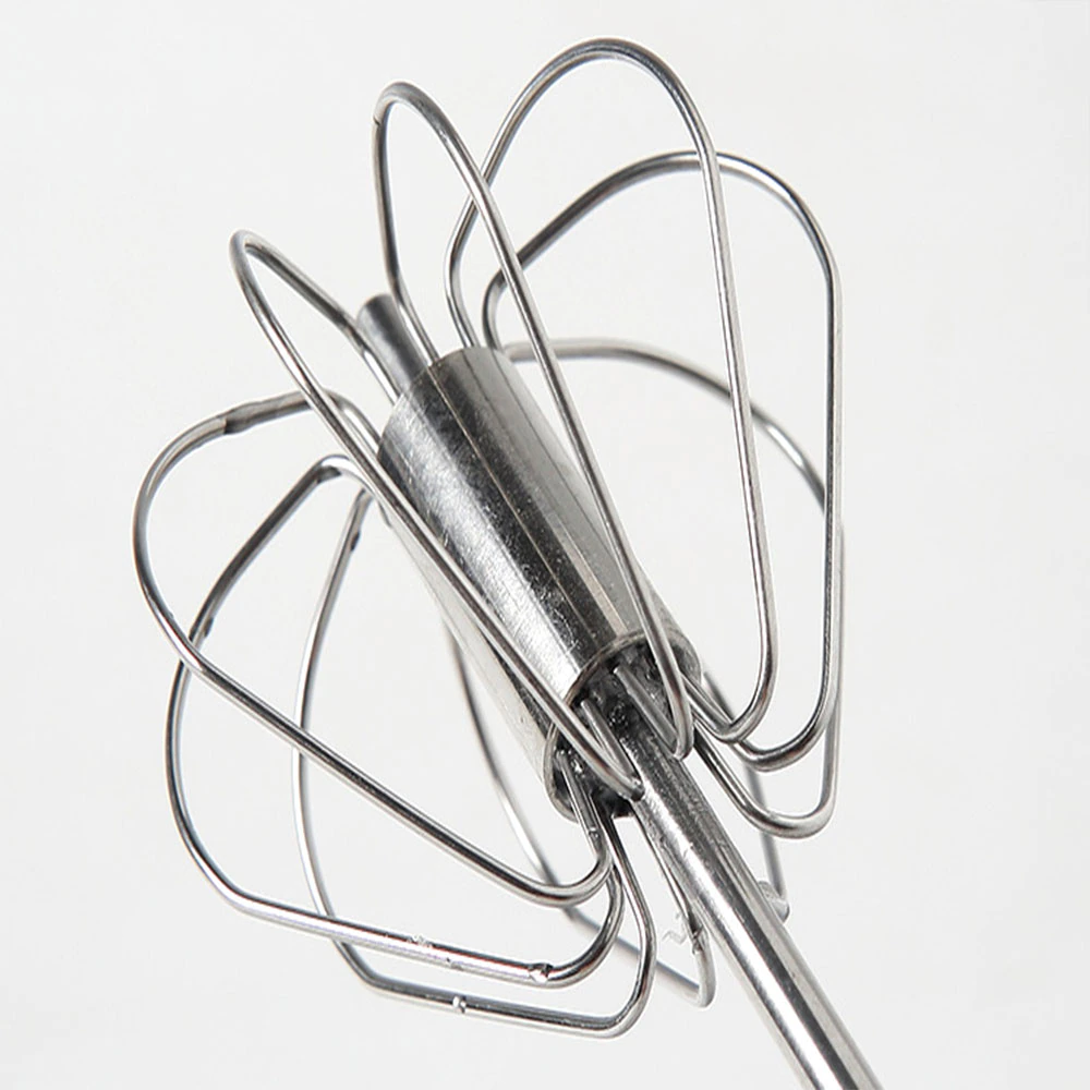 Hand-pressed Rotary Egg Beater Mixer Stainless Steel 12'' Semi-automatic Whisk Blender Bar for Stirring Egg Cream Kitchen Tools
