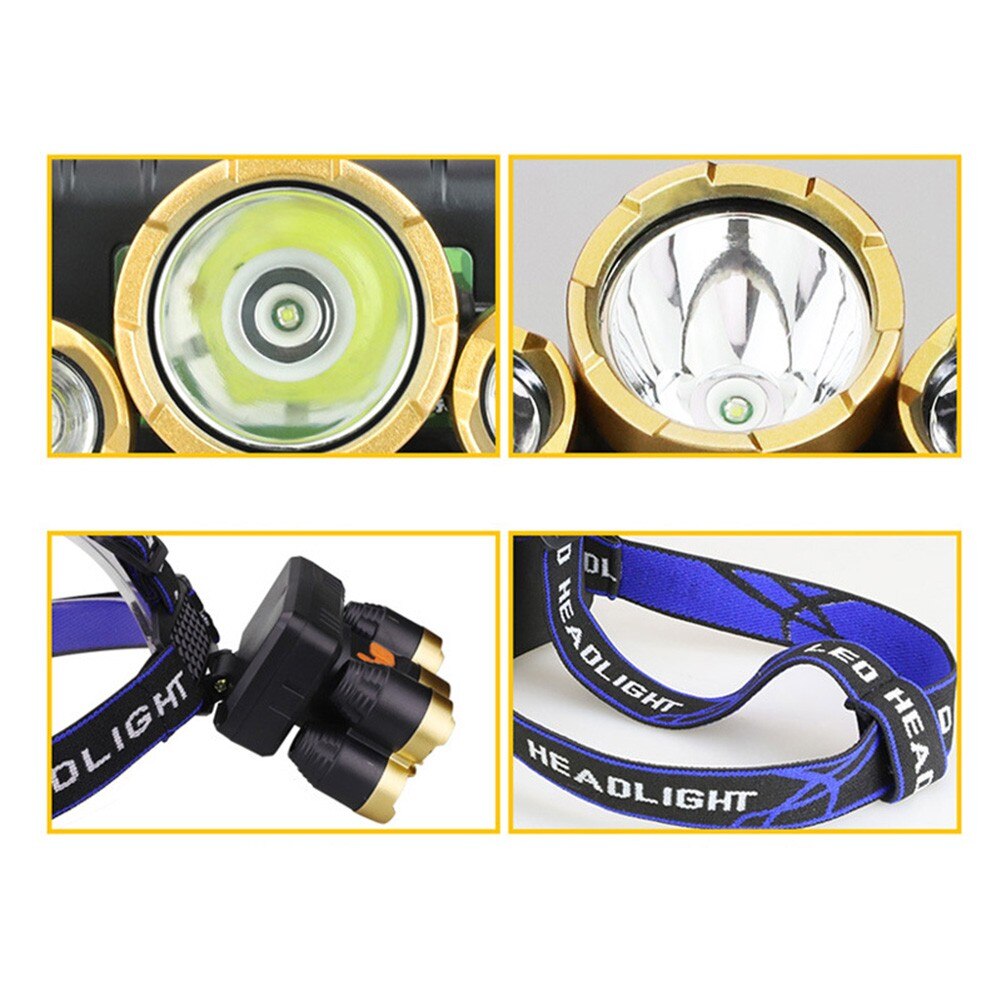 5-Head Headlight Super Bright Rechargeable headlamp