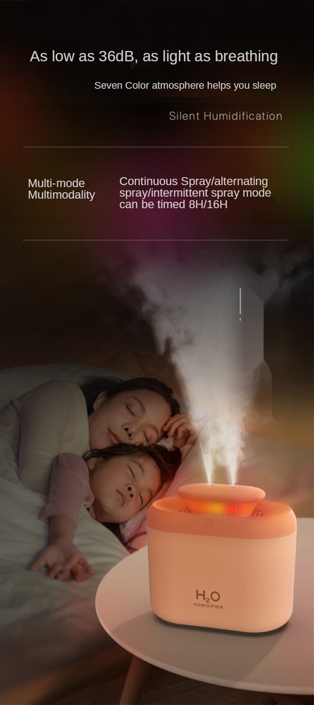 3.3L A12 humidifier household large-capacity humidification dual nozzle cool color night light