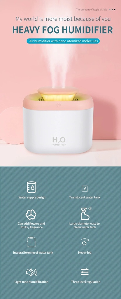 3.3L A12 humidifier household large-capacity humidification dual nozzle cool color night light