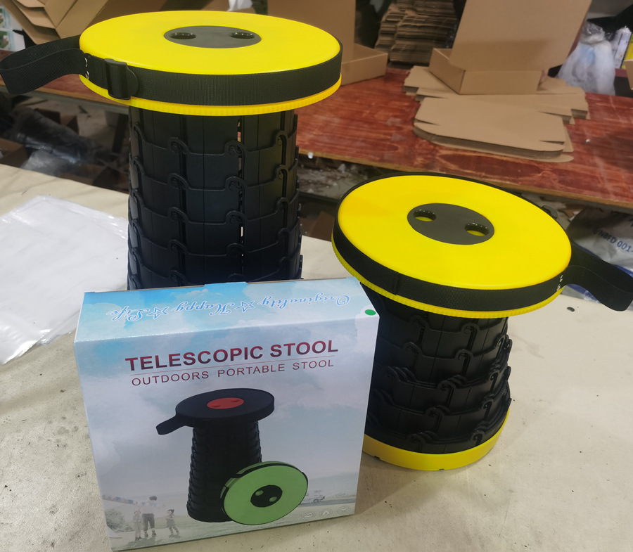 Retractable Folding Stool Height Adjustable - Portable Plastic Collapsible Telescoping Stool Seat