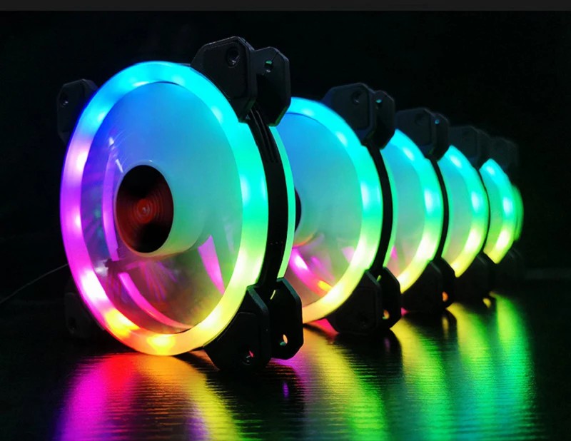 Coolmoon GUANGMANG Case Fan 12cm Double Aperture Aurora Automatic Color Changing Mirage Mute Desktop RGB Cooling Fan