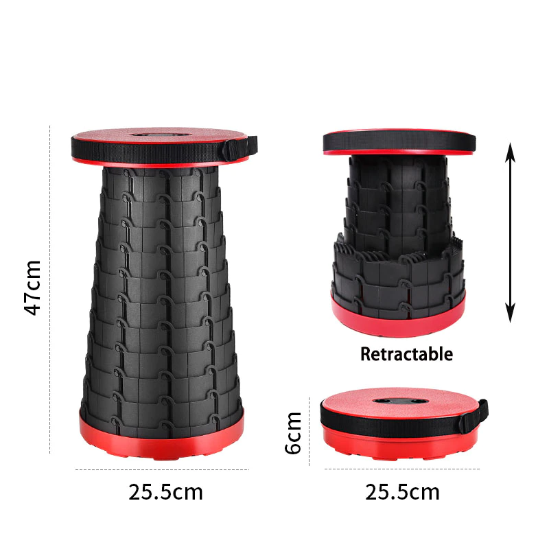 Retractable Folding Stool Height Adjustable - Portable Plastic Collapsible Telescoping Stool Seat