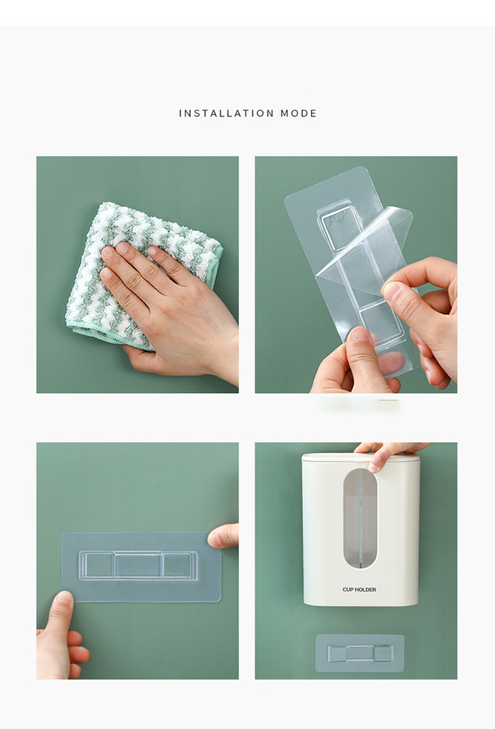 Disposable Cup Holder Water Dispenser Dustproof Cup Holder Wall Mount Double Tube Paper Cup Rack