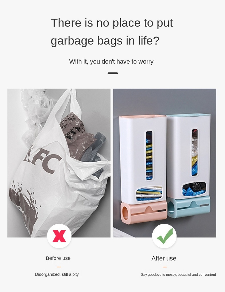 Creative Wall Mounted Garbage Bag Storage Box Bathroom Toilet Kitchen Plastic Storing Shelf