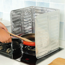 Gas Stove Protector Aluminum Foldable Oil Baffle Plate Kitchen Frying Pan Oil Splash Protection Screen Plate