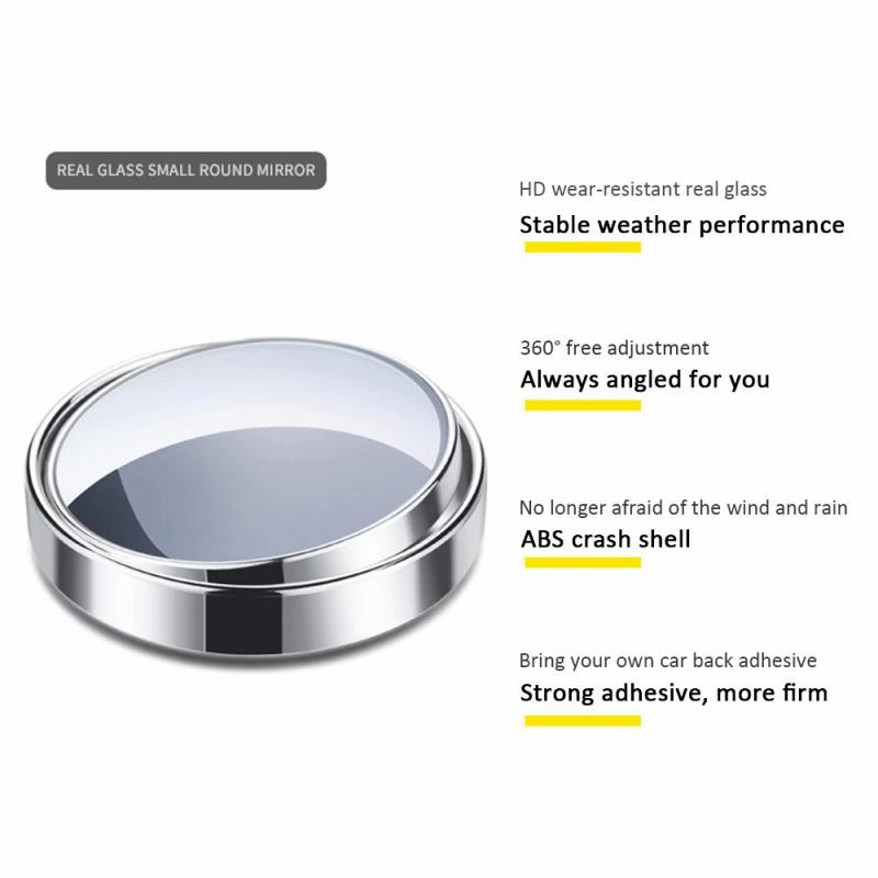 360 Degree HD Blind Spot Adjustable Car Rearview Convex Mirror for Reverse Wide Angle Vehicle Parking Rimless Mirrors