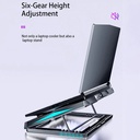 Q3 Laptop Cooling Pad Laptop Cooler 6 Height Levels Adjustable Notebook Computer Cooling Stand with 6 Cooling Fans 2 USB Ports