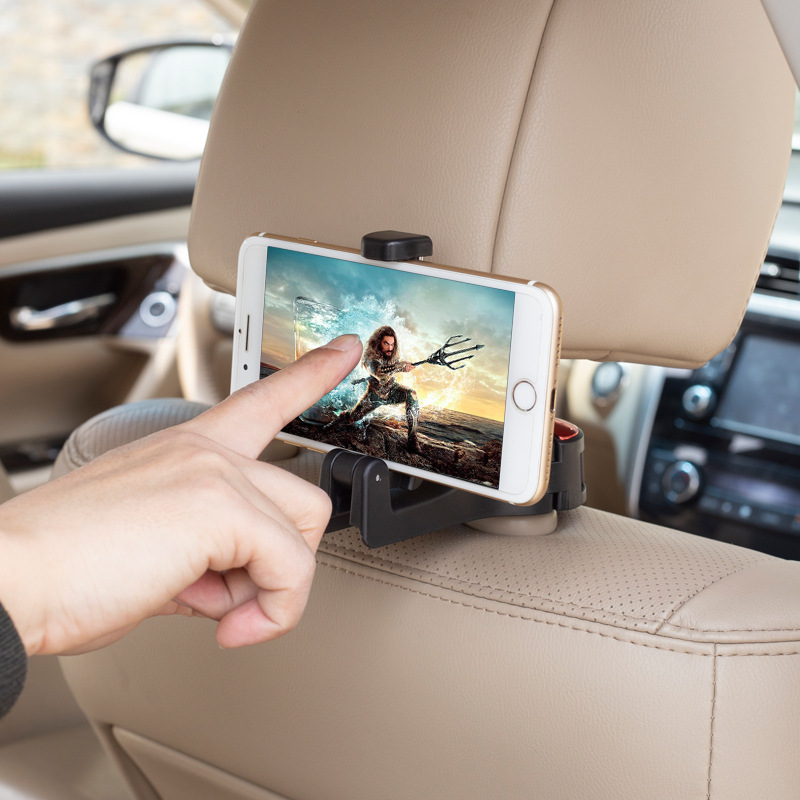 2 in 1 Car Headrest Hook With Phone Holder Car Seat Back Hanger