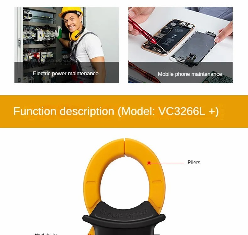 ANENG VC3266L+ Clamp Multimeter Fast Testing Digital Current Detector Audible Alarm Non-contact Voltage Tester
