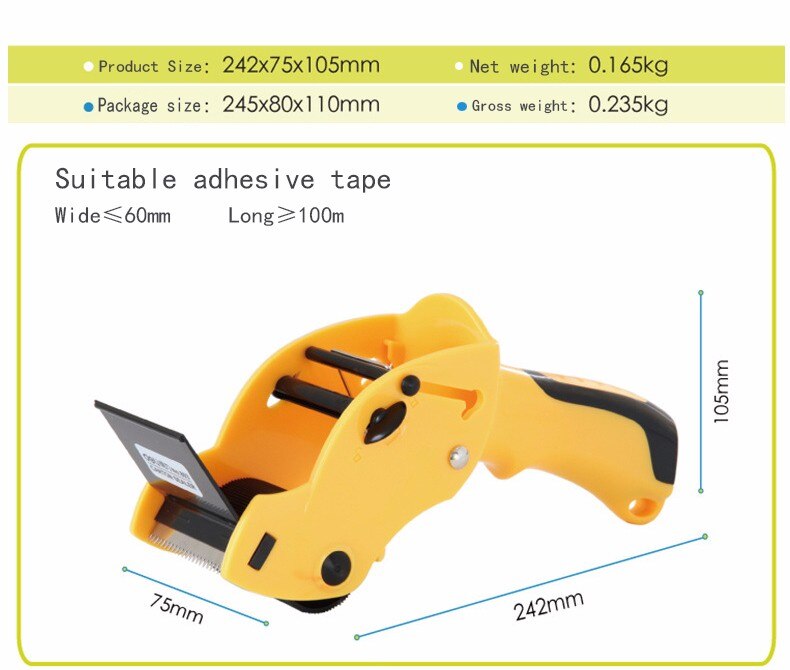 Tape Cutter Dispenser Manual Sealing Device Carton Sealer Width 6cm/2.36in Packager Cutting Machine Easy To Operate