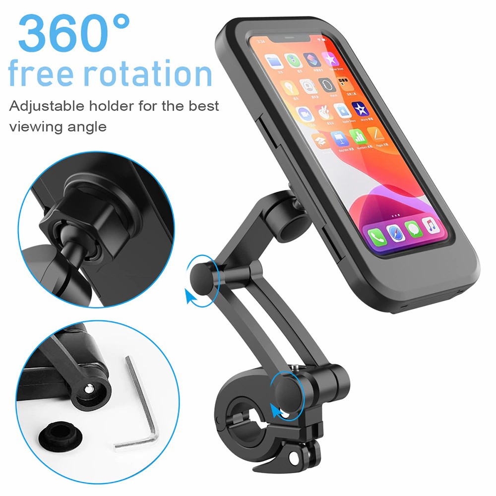360 Rotatable Waterproof Bicycle Motorcycle Mobile Phone Holder Bike Handlebar Non-slip Clip Stand Mount Bracket