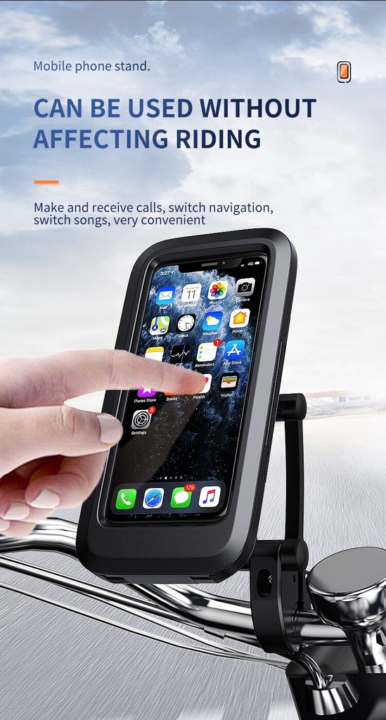 360 Rotatable Waterproof Bicycle Motorcycle Mobile Phone Holder Bike Handlebar Non-slip Clip Stand Mount Bracket