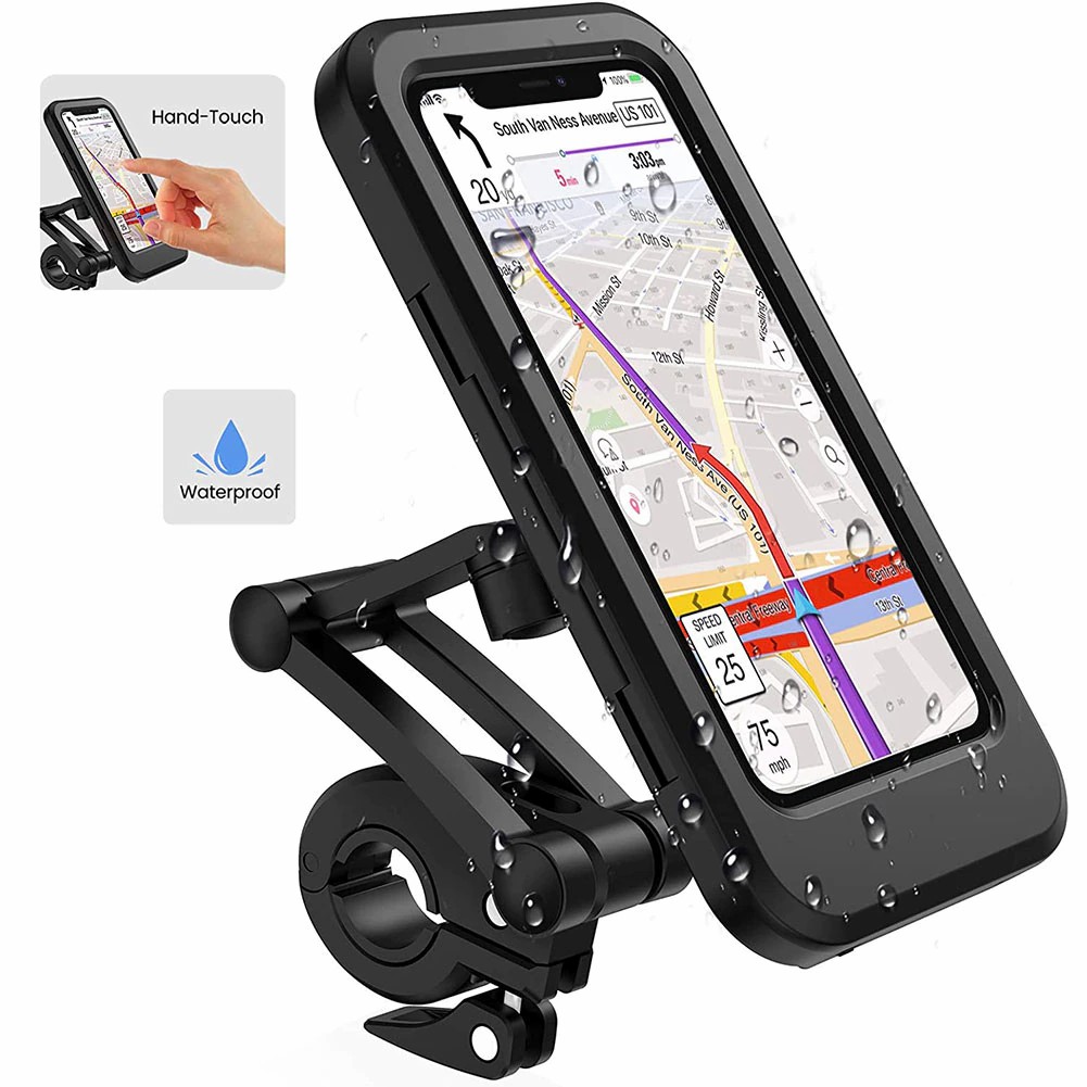 360 Rotatable Waterproof Bicycle Motorcycle Mobile Phone Holder Bike Handlebar Non-slip Clip Stand Mount Bracket