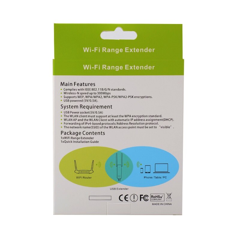 PIX-LINK USB Dual 300Mbps 802.11b/g/n Wireless Wi-Fi Router Repeater Extender