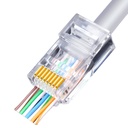 Pass Through RJ45 Cat6/Cat5e Connectors Crystal End Gold-Plated 8P8C Crimp UTP Standard Ethernet Network Modular Plug