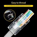 Pass Through RJ45 Cat6/Cat5e Connectors Crystal End Gold-Plated 8P8C Crimp UTP Standard Ethernet Network Modular Plug