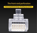 Pass Through RJ45 Cat6/Cat5e Connectors Crystal End Gold-Plated 8P8C Crimp UTP Standard Ethernet Network Modular Plug