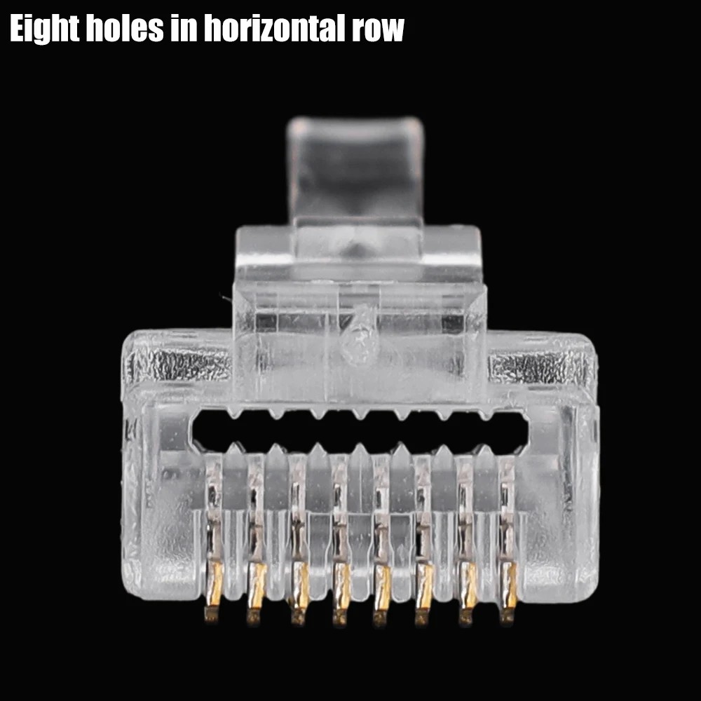 Pass Through RJ45 Cat6/Cat5e Connectors Crystal End Gold-Plated 8P8C Crimp UTP Standard Ethernet Network Modular Plug