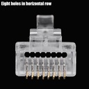 Pass Through RJ45 Cat6/Cat5e Connectors Crystal End Gold-Plated 8P8C Crimp UTP Standard Ethernet Network Modular Plug