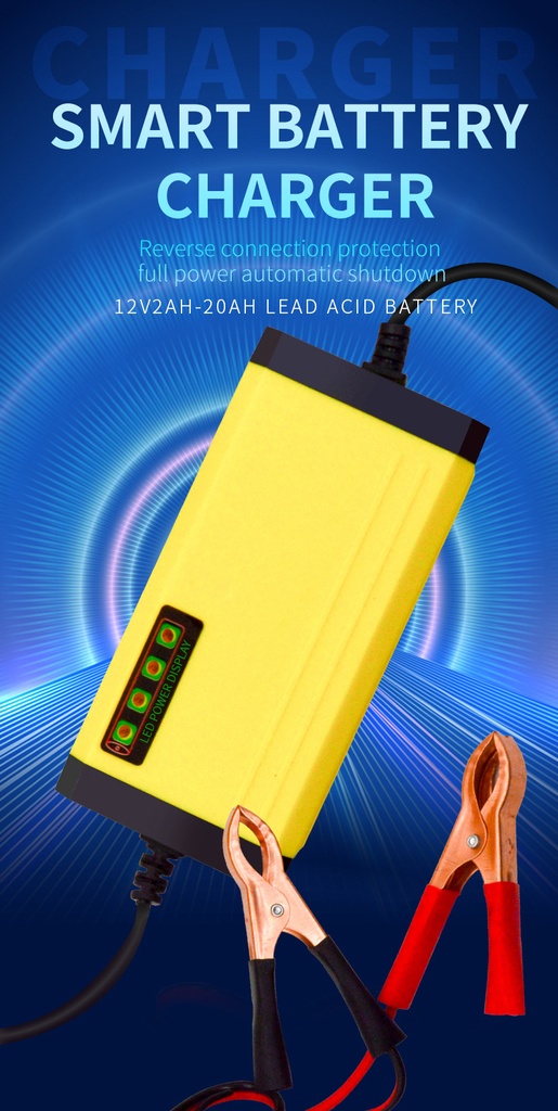 Intelligent pulse 12V 8-20AH lead-acid battery motorcycle battery charger