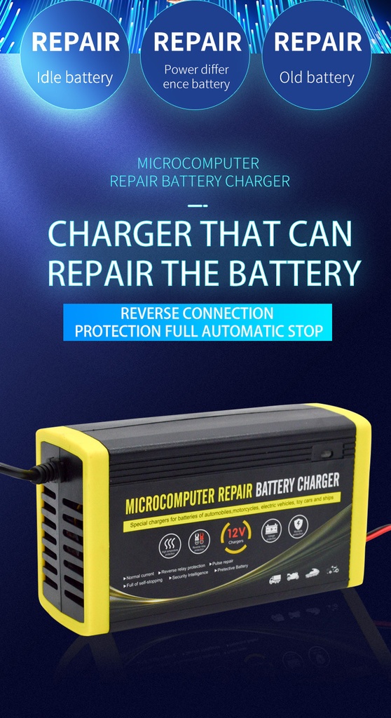 Lead Acid Car Battery Charger 12V 6A Intelligent Repair Charger