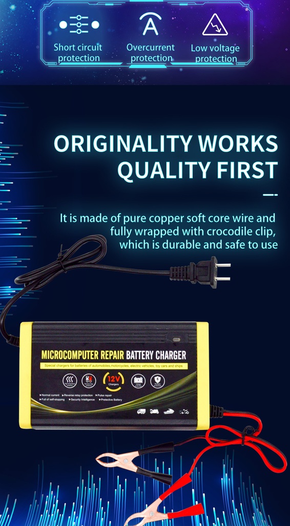 Lead Acid Car Battery Charger 12V 6A Intelligent Repair Charger